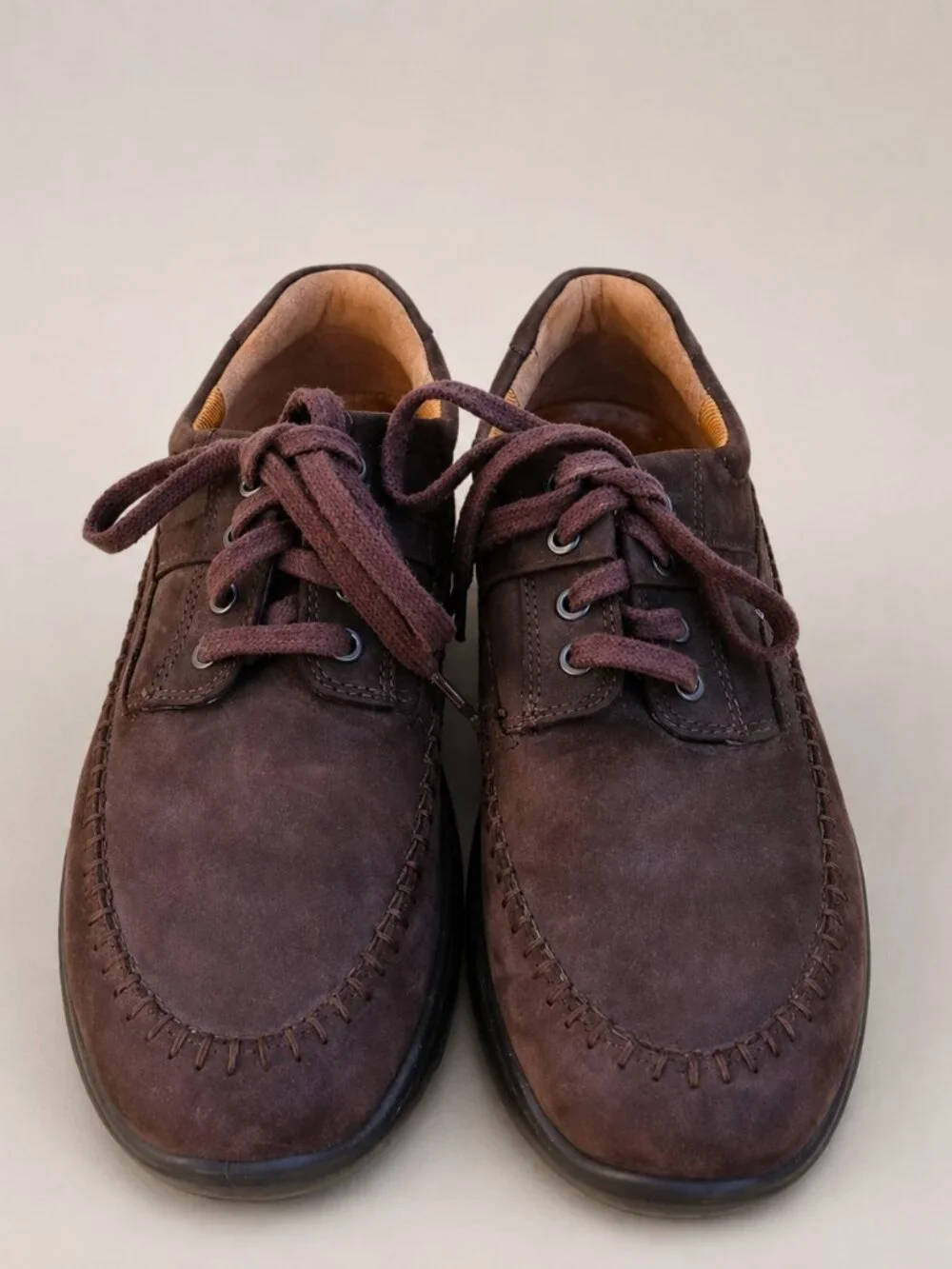 ECCO Men’s Brown Nubuck Moc Toe Comfort Lace-Up Shoes EU 42 US 8–8.5